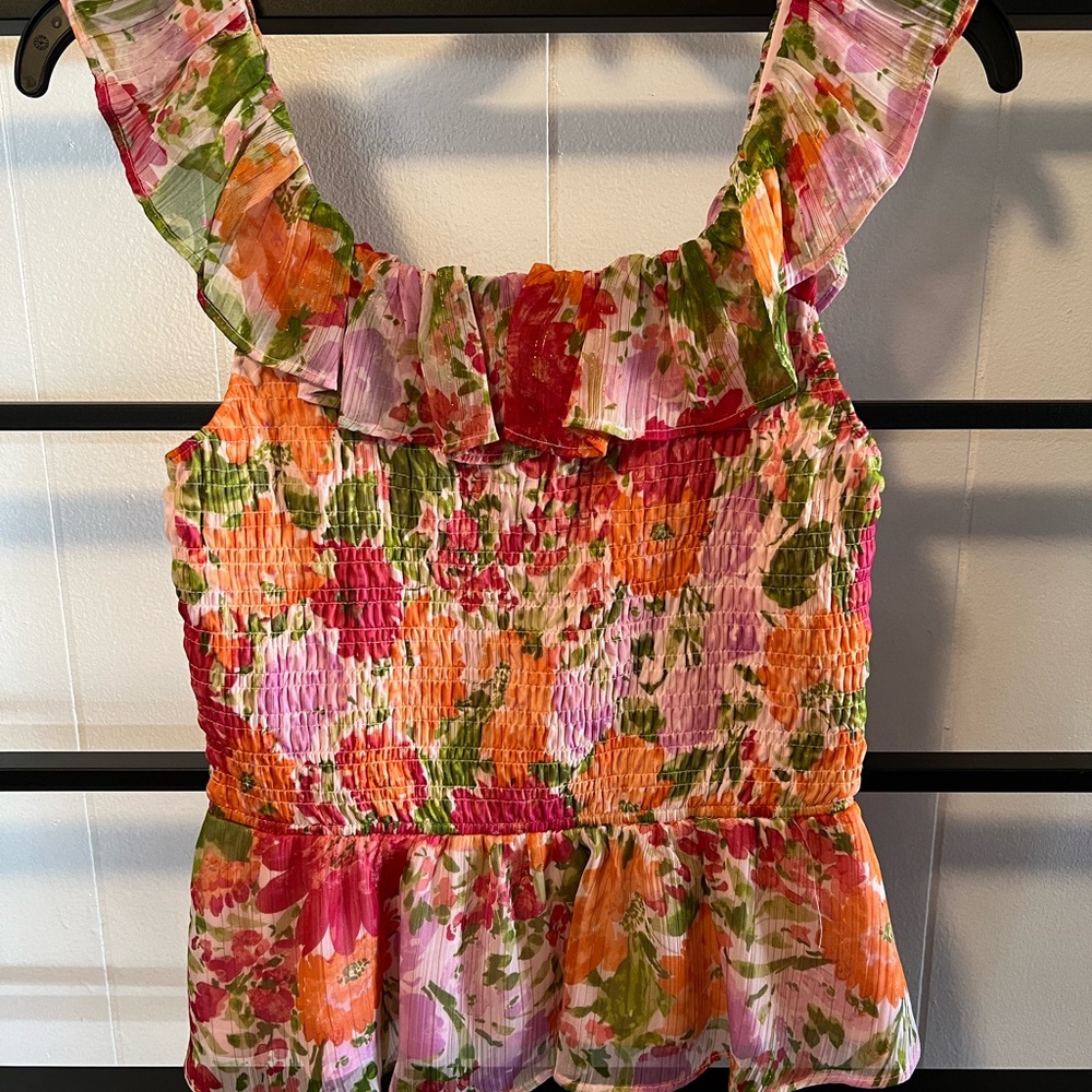 LC Lauren Conrad Elegant Blouse with Delicate Ruffles, Size S, B30